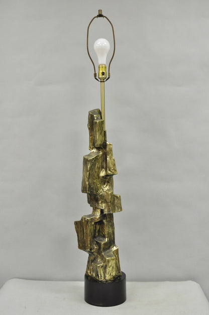 Vintage Richard Barr for Laurel Brutalist Mid Century Modern Metal Table Lamp