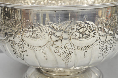 Vintage English Sheffield Kentshire Silver Plated Punch Bowl Set w 12 Footed Cup