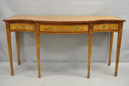 Wellington Hall English Adams Style Paint Decorated Satinwood Sideboard Buffet