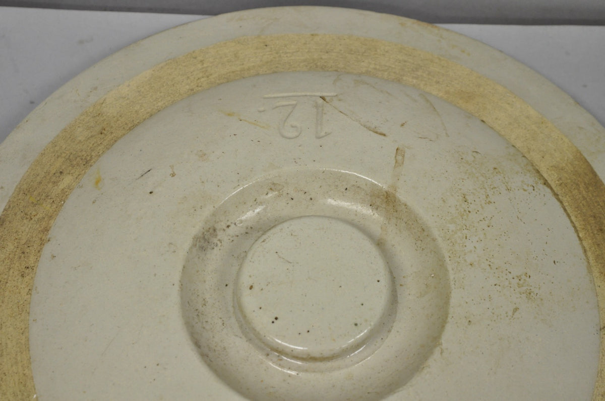 Antique American Primitive Salt Glazed Ceramic 15 Gallon Crock Pot Lid Cover