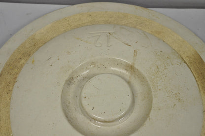 Antique American Primitive Salt Glazed Ceramic 15 Gallon Crock Pot Lid Cover