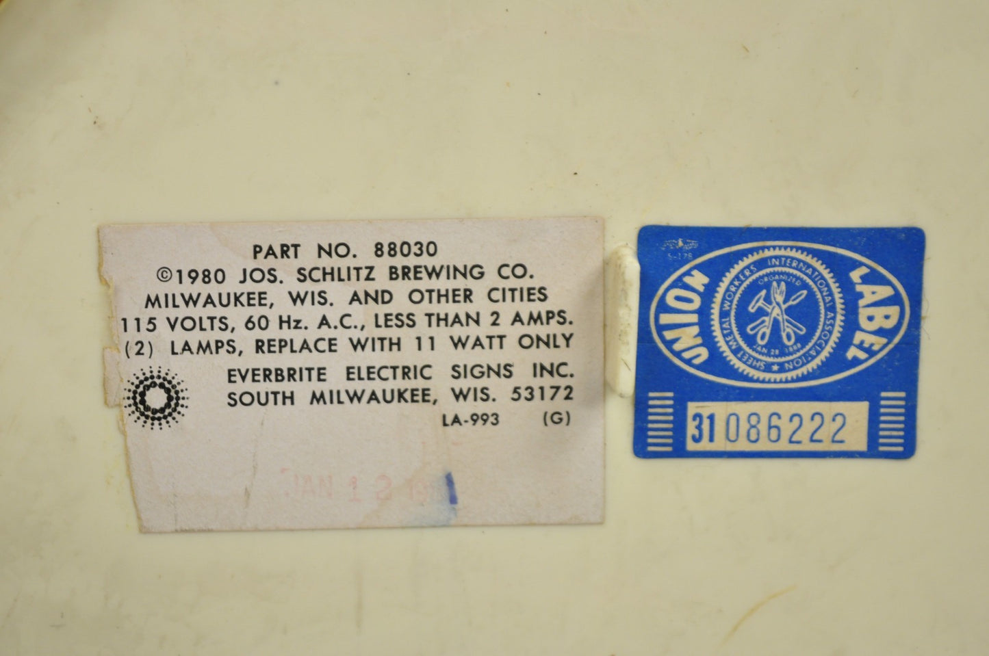 Vintage Schlitz Beer Sign 1980 Lighted Faux Stained Glass Look Advertising Sign