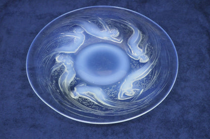 René Lalique Ondines Opalescent Clear Glass Swimming Mermaids French Dish Plate