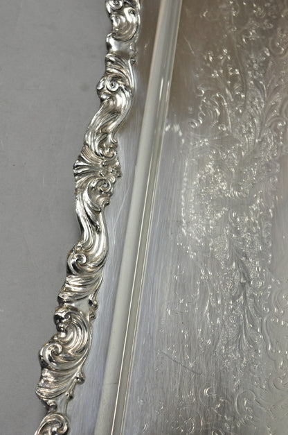 Vintage FB Rogers 1338 Victorian Silver Plated Narrow Serving Platter Bar Tray