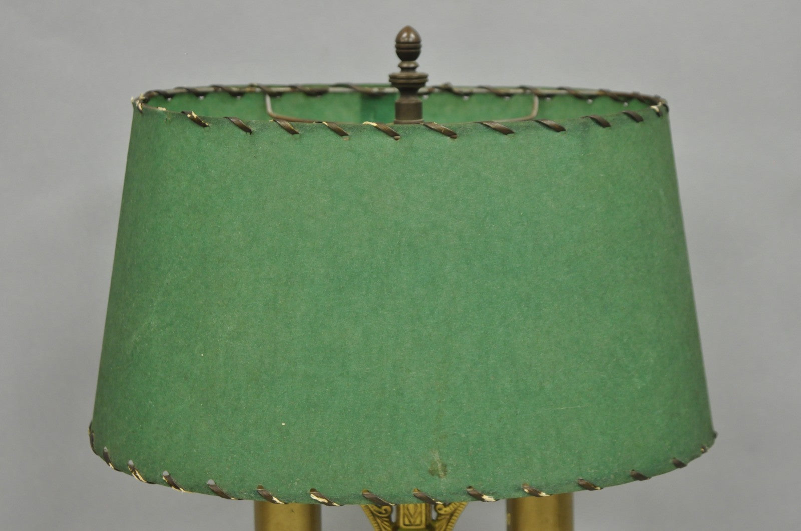Antique Art Deco Art Nouveau Gold Gilt Metal Student Desk Lamp w/ Green Shade
