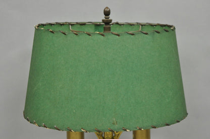 Antique Art Deco Art Nouveau Gold Gilt Metal Student Desk Lamp w/ Green Shade