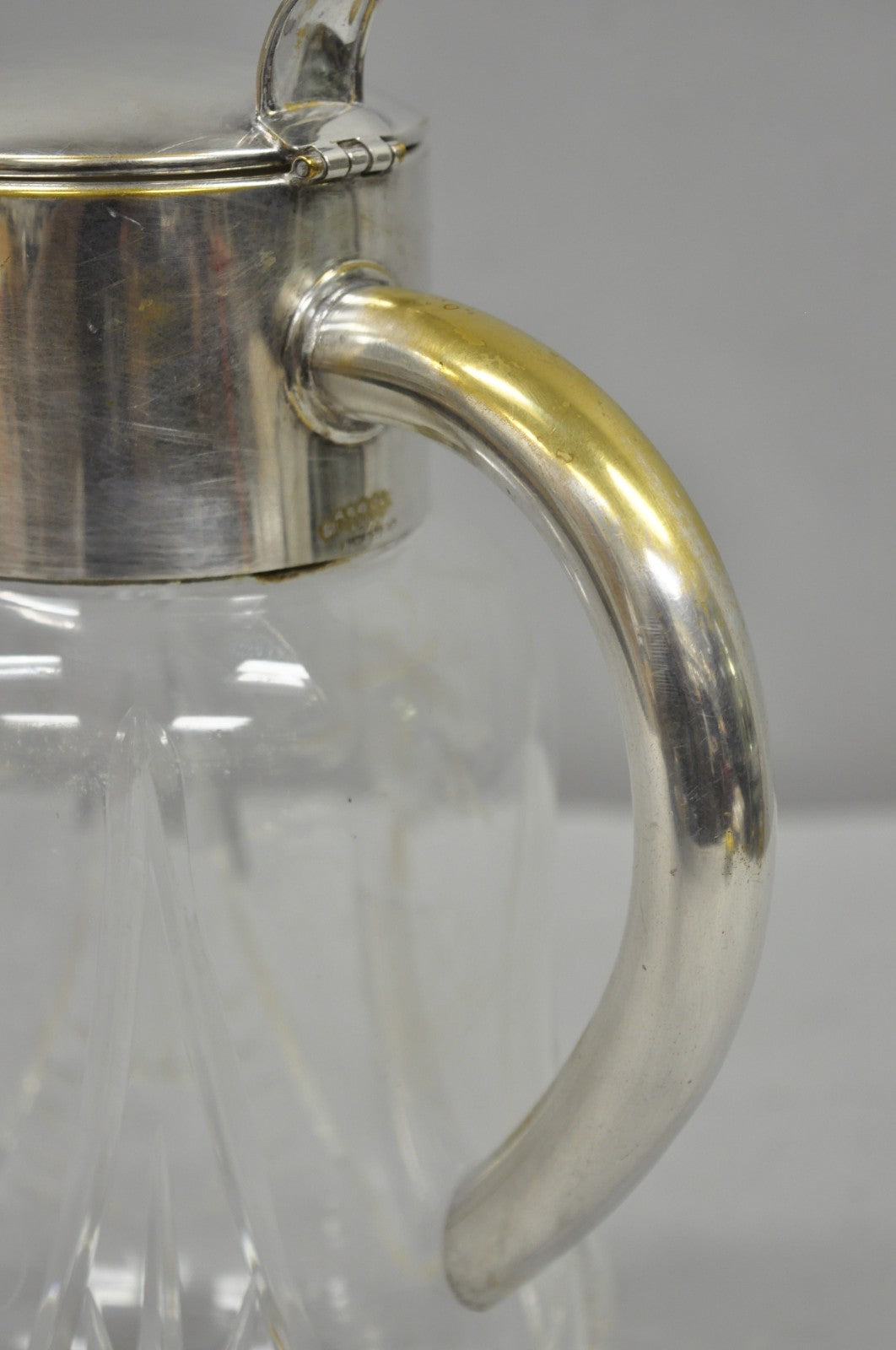 Antique Victorian German Silver Plated Cut Crystal Glass Lemonade Water Pitcher