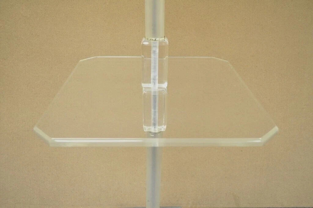 Vintage Mid Century Modern Clear Lucite Occasional Accent Floor Lamp Side Table