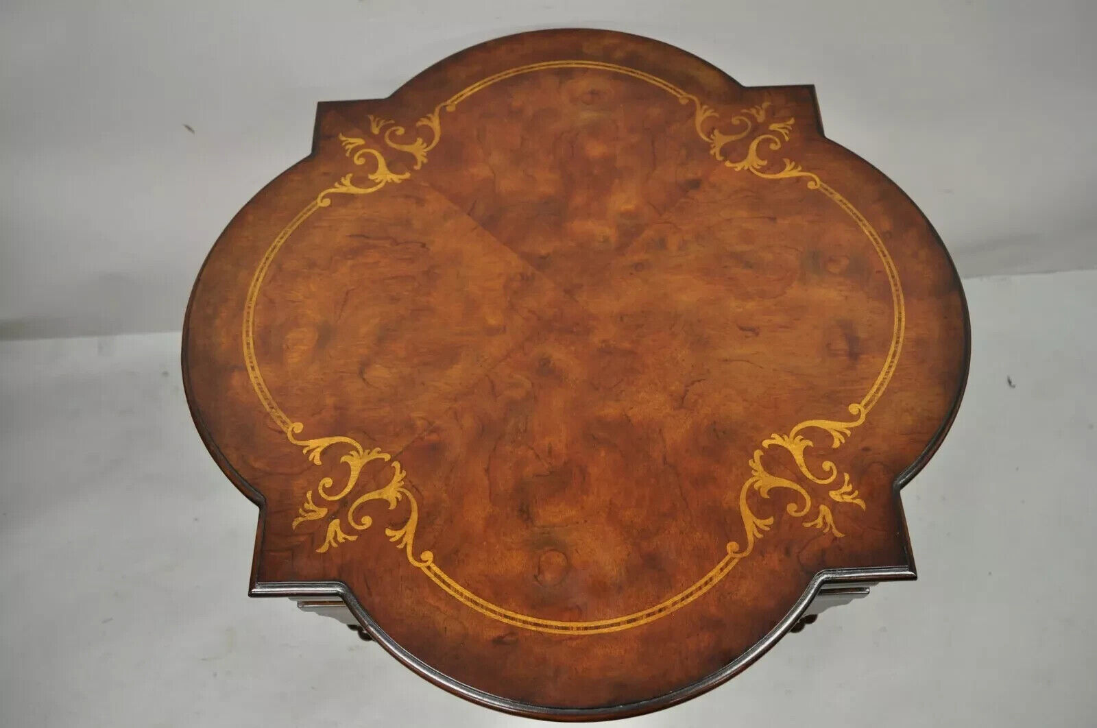 Ethan Allen Italian Mediterranean Style Marquetry Inlay Accent Side Center Table
