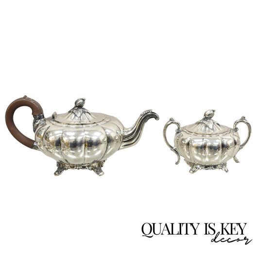 Old English Melon Community Plate Silver Plated Coffee Tea Set - 2 Pc Set