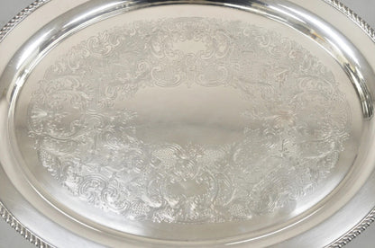 Vintage English Victorian Oval Silver Plated Serving Platter Tray by Victoria