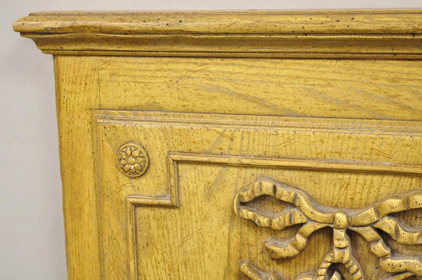 Vintage French Country Provincial Style Oak Wood Trumeau Wall Mirror by Baker