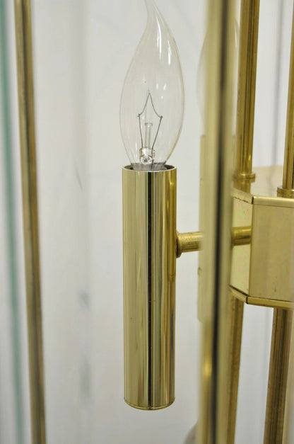 Vintage Fredrick Ramond Mid Century Modern Brass Lucite Glass Pendant Chandelier