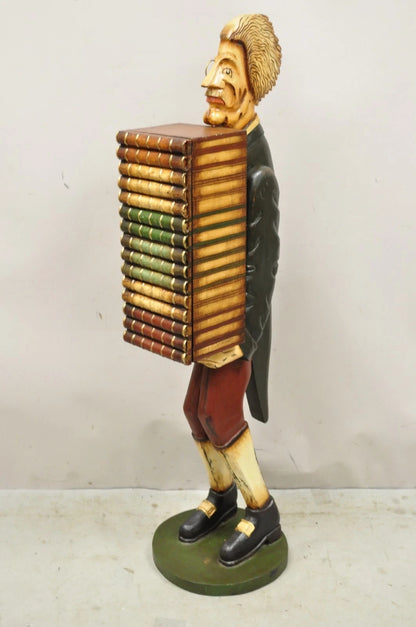 52" Tall Figural Librarian Man Holding Stack of Books Statue Storage Cabinet