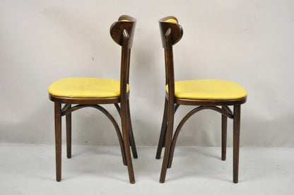 Vintage GAR Products Yellow Bentwood Ice Cream Parlor Dining Side Chair - a Pair