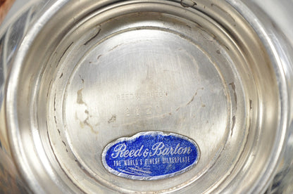 Vintage Reed & Barton 1120 Blue Enamel Silver Plated Small 6.5" Footed Bowl