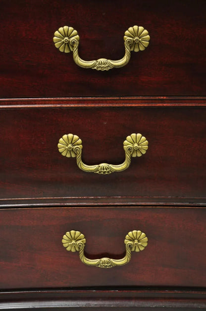 Vintage Hollywood Regency Mahogany Leather Door Tall Chest on Chest Dresser