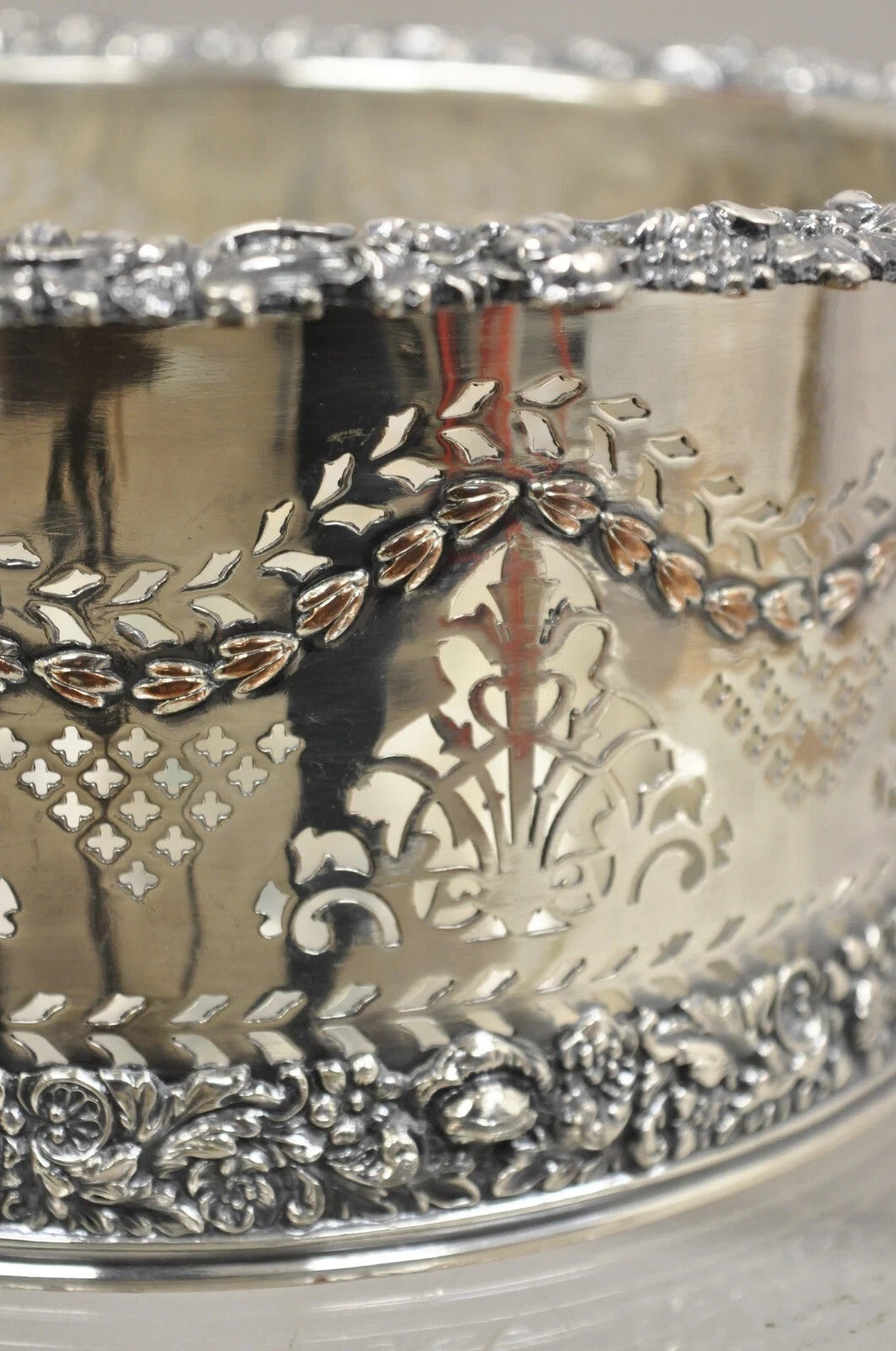 Antique English Sheffield Sterling Silver Mounted Champagne Wine Bottle Coaster
