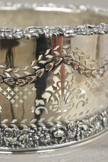Antique English Sheffield Sterling Silver Mounted Champagne Wine Bottle Coaster