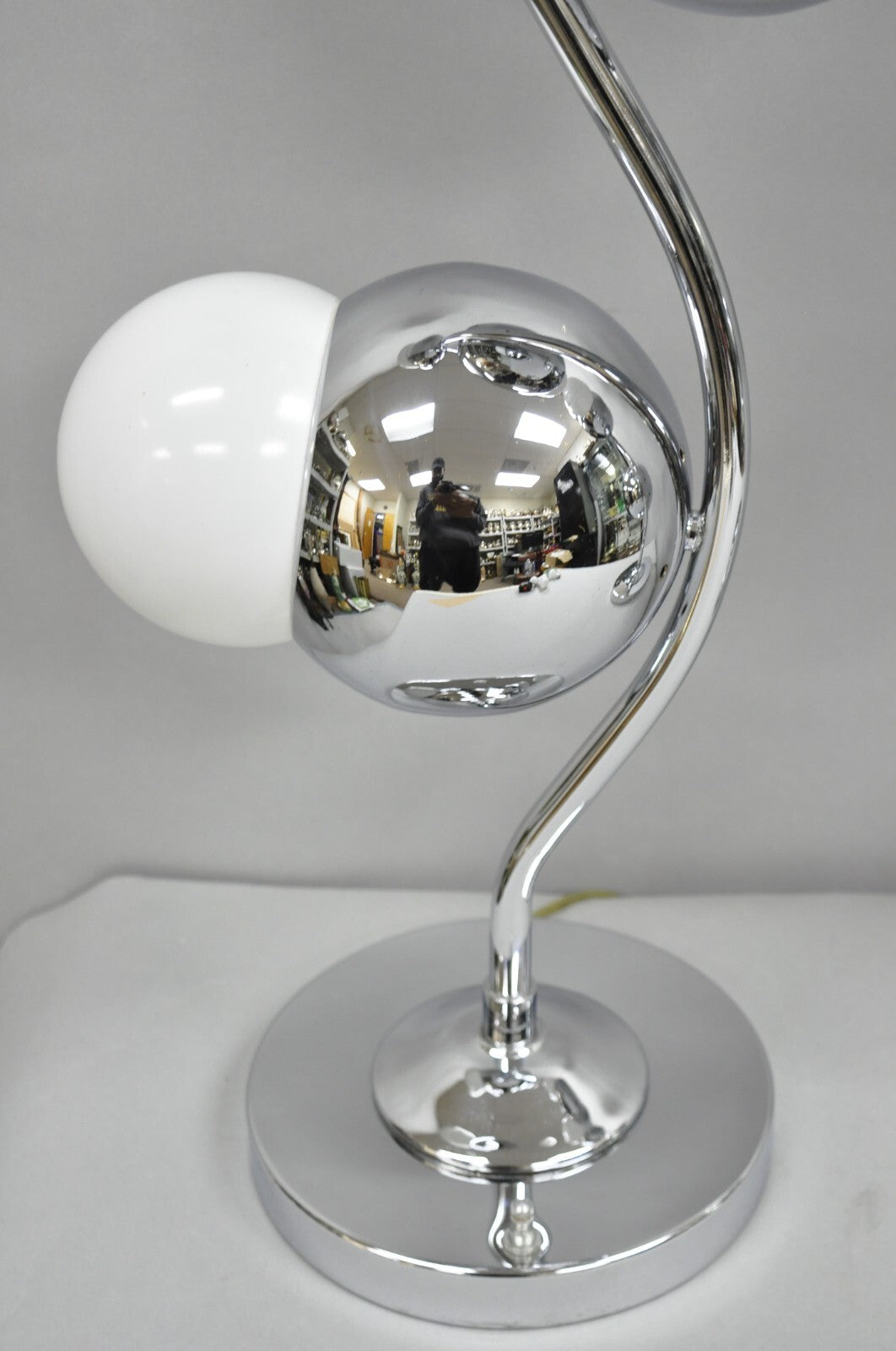Vintage Mid Century Modern Sculptural Chrome Orb 3 Light Table Lamp -  a Pair