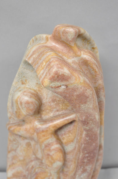 Vintage Seymour Shuren Modern Pink Carved Marble Abstract Nude Figure Sculpture