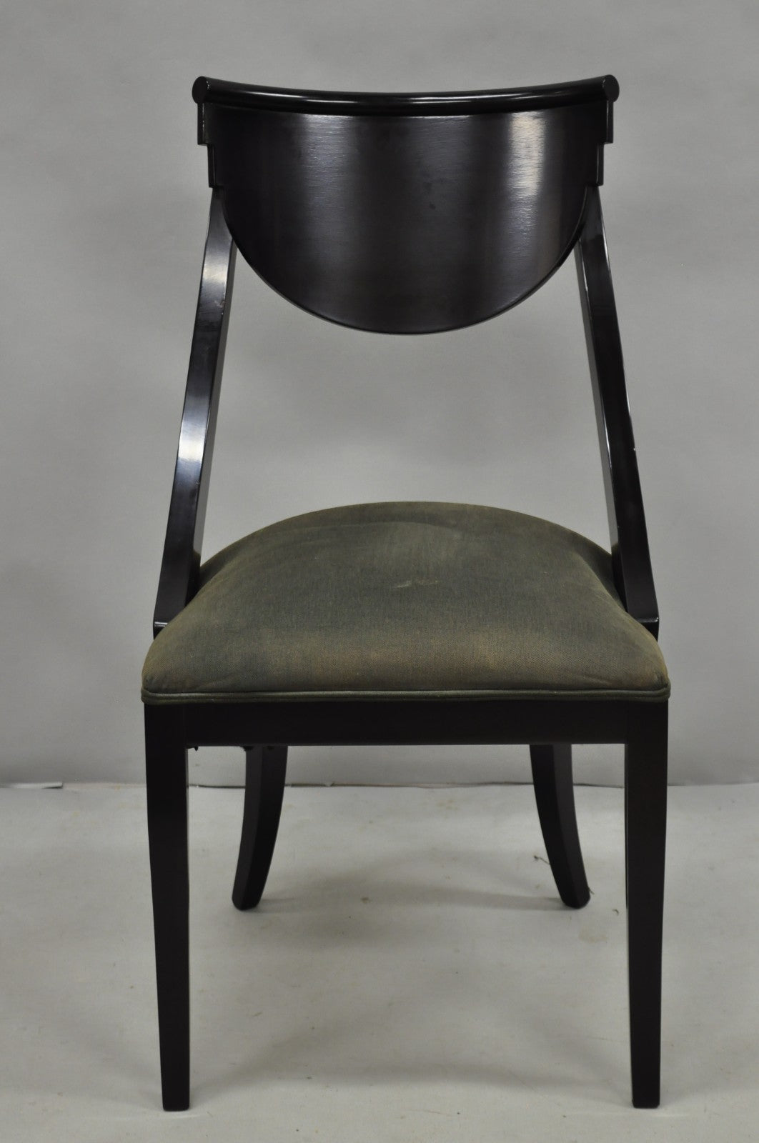 Pietro Constantini Italian Regency Black Lacquer Klismos Dining Chairs Set of 4