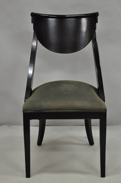 Pietro Constantini Italian Regency Black Lacquer Klismos Dining Chairs Set of 4