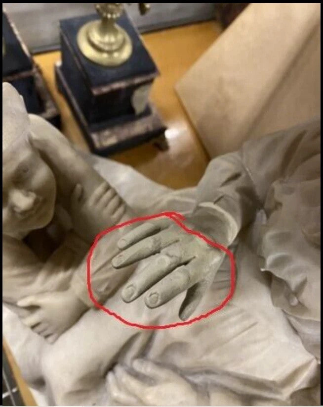 E Battiglia La Favola Della Nonna Alabaster Italian Sculpture Tale of Grandma