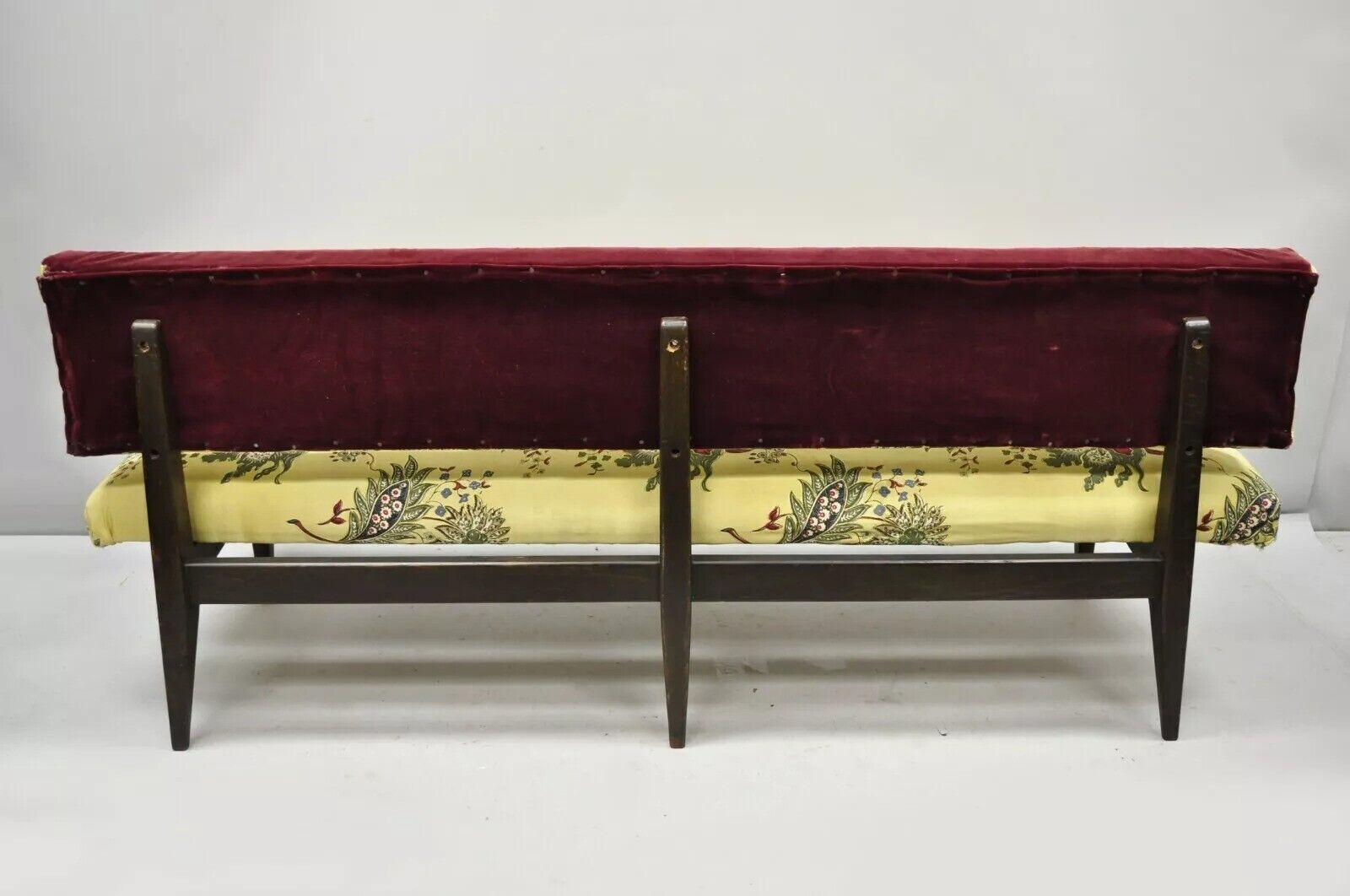 Mid Century Italian Modern Oak Wood Banquette Settee Bench After Paolo Buffa