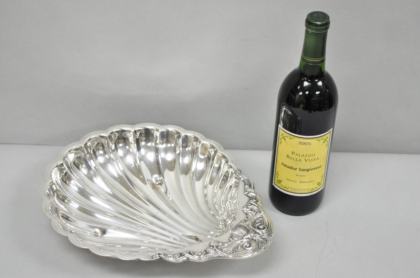 Vintage FB Rogers Silver Plated Large Clam Shell Serving Dish w / Dolphin