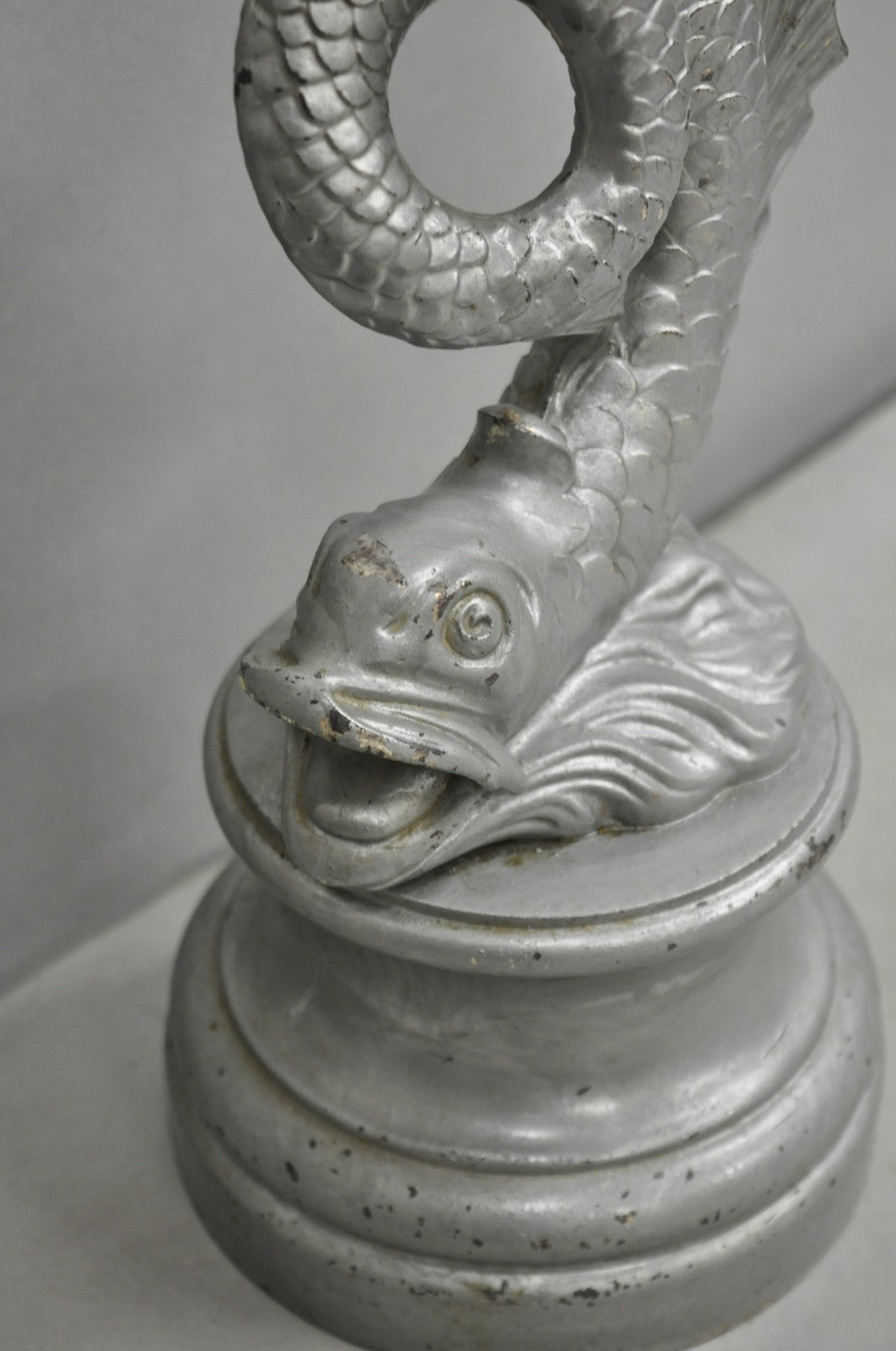 Vintage French Neoclassical Style Figural Gilt Metal Serpent Dolphin Table Lamp
