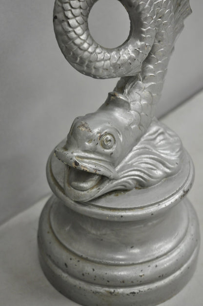 Vintage French Neoclassical Style Figural Gilt Metal Serpent Dolphin Table Lamp
