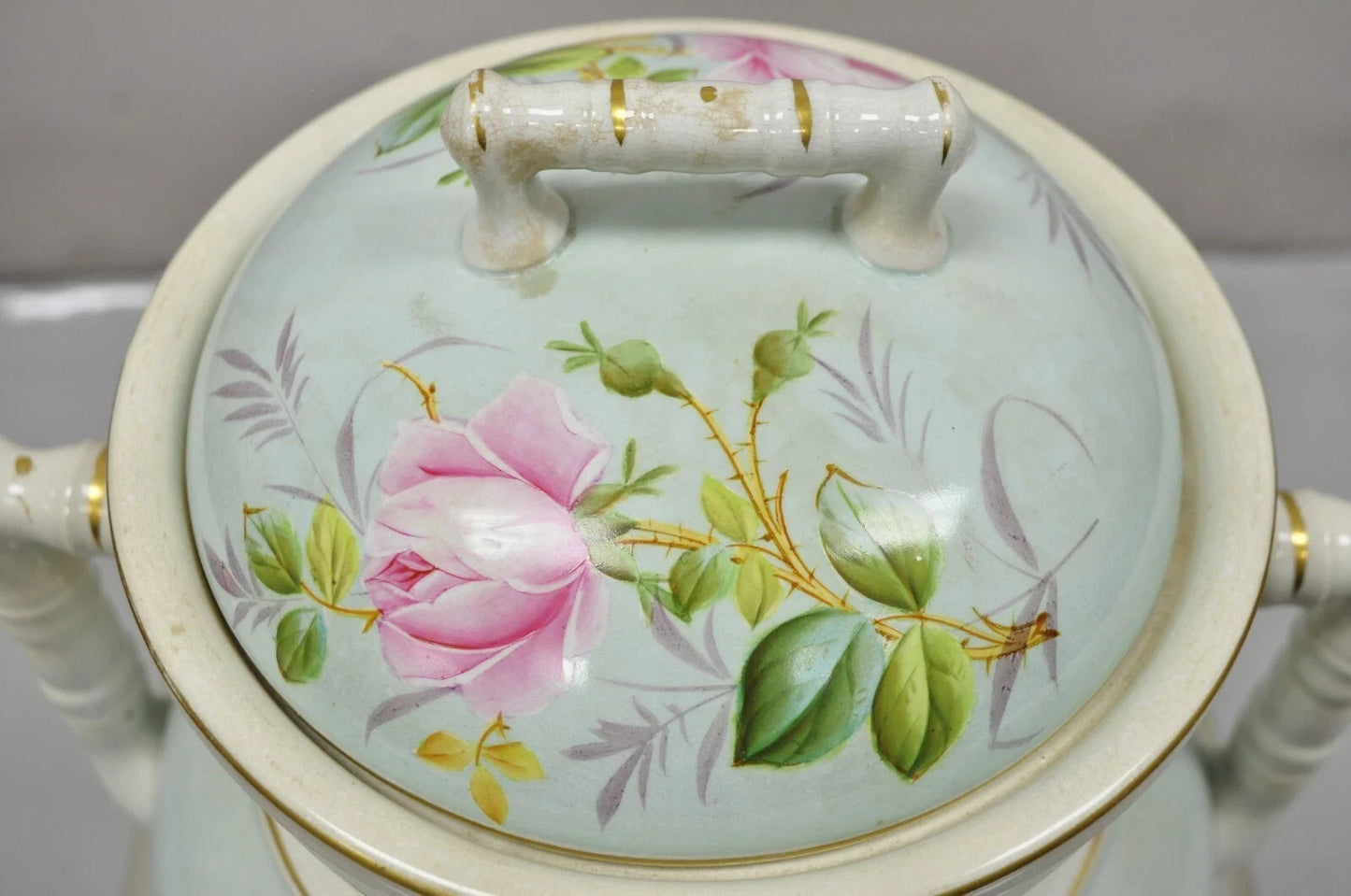 Antique Ironstone China Coxon & Co Green Porcelain Wash Bowl Basin & Pitcher