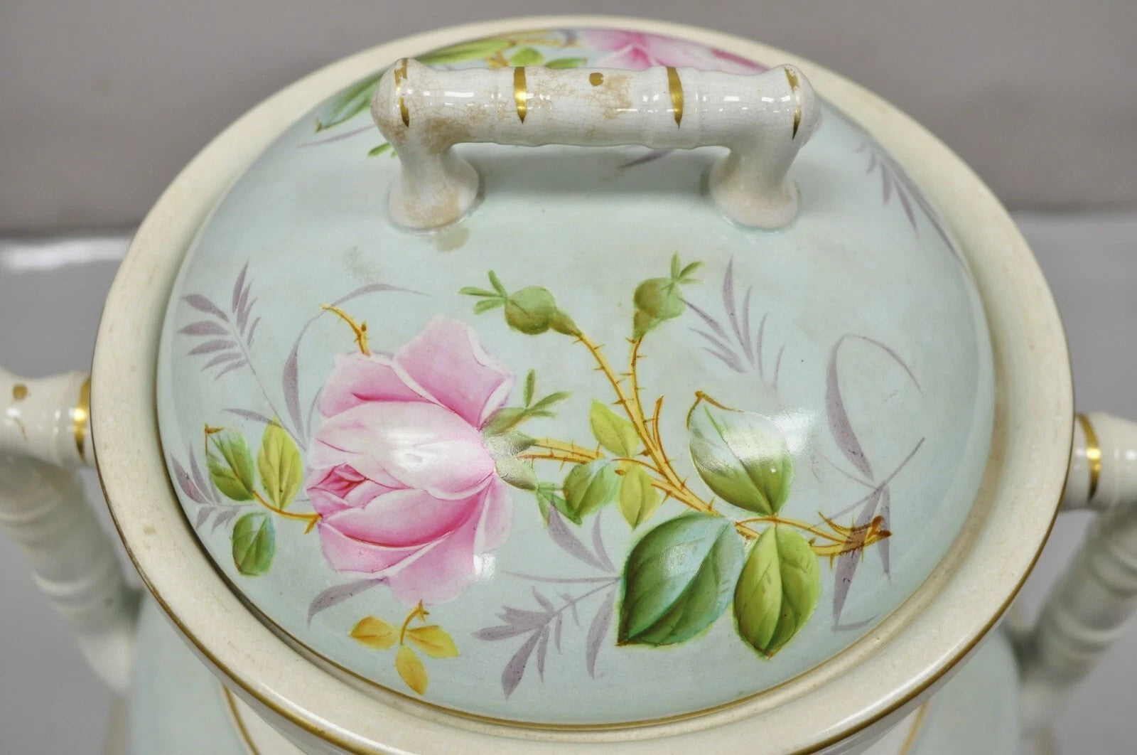 Antique Ironstone China Coxon & Co Green Porcelain Wash Bowl Basin & Pitcher