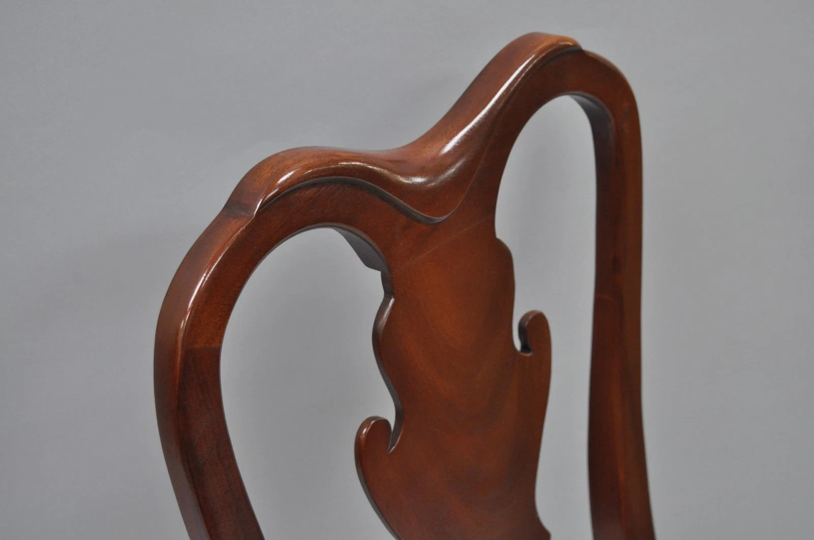 Vintage Queen Anne Style Crotch Mahogany Dining Room Side Chairs - a Pair