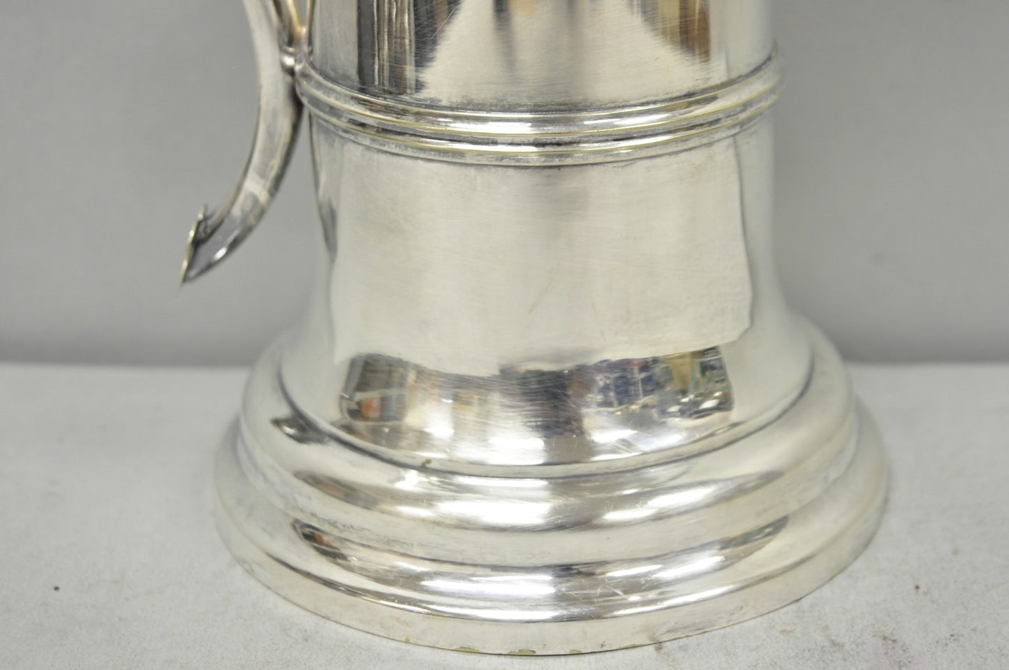 Antique English Regency Silver Plated Flagon Pitcher w/ Heart Handle