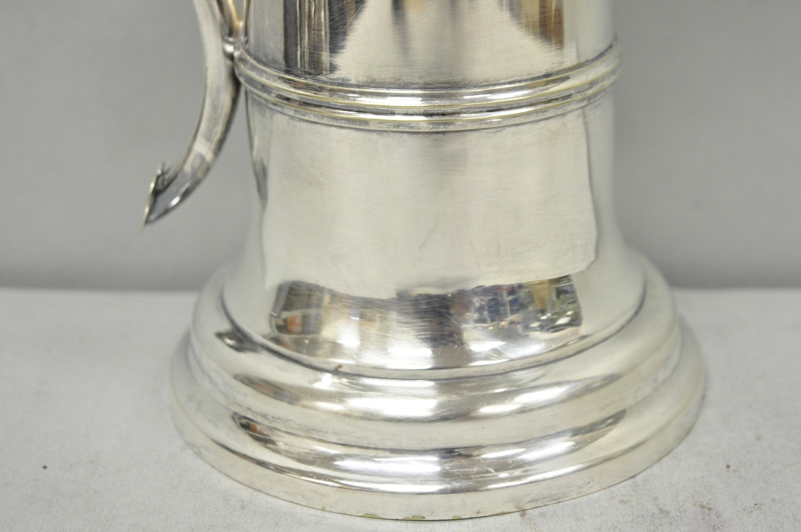 Antique English Regency Silver Plated Flagon Pitcher w/ Heart Handle