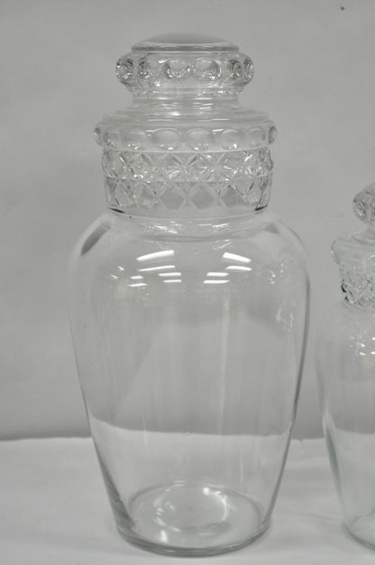 Vintage Tiffin Dakota Glass Apothecary Candy Jars Graduating Szs  - 3 Pc Set