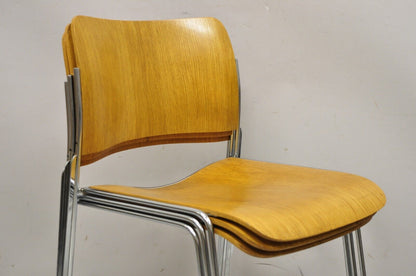 David Rowland 40/4 Bentwood Chrome Frame Stacking Side Chairs - Set of 3