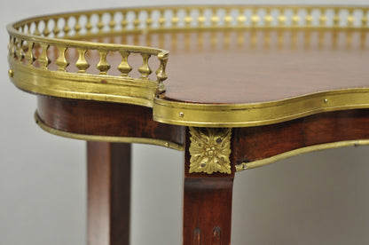 Vintage French Louis XV Style Mahogany Kidney Bean Side Table w/ Bronze Ormolu