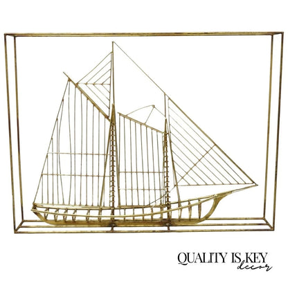 Curtis Jere Mid Century Modern Clipper Ship Large Metal 3D Sailboat Sculpture