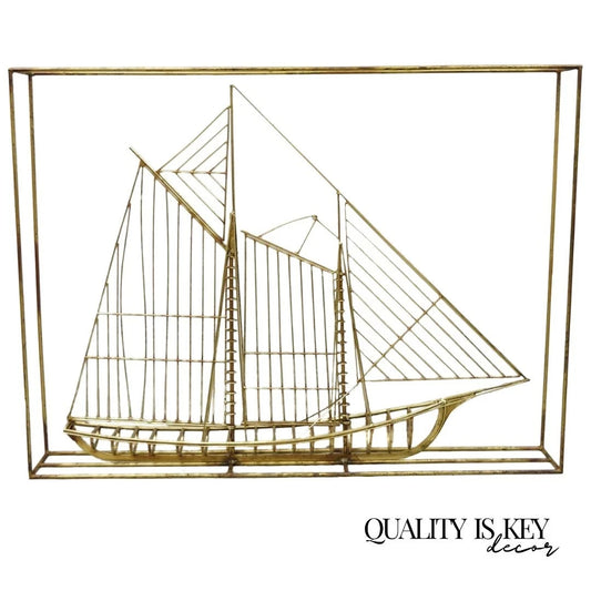 Curtis Jere Mid Century Modern Clipper Ship Large Metal 3D Sailboat Sculpture