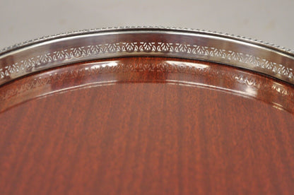 Vintage Crescent Modern Formica and Silver Plate Round Serving Bar Tray