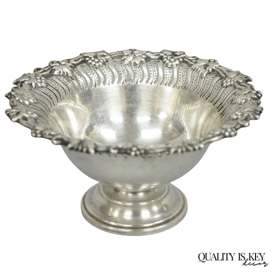 Vintage English Victorian Silver Plated Grapevine Small Bar Nut Dish Bowl