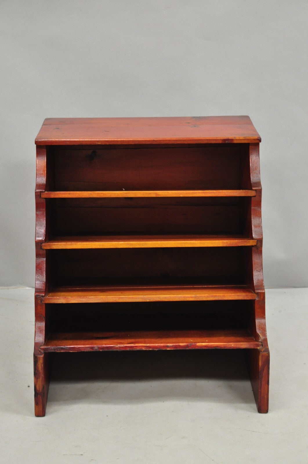 Antique French Country Primitive Pine Wood Farmhouse Magazine Rack Book Stand