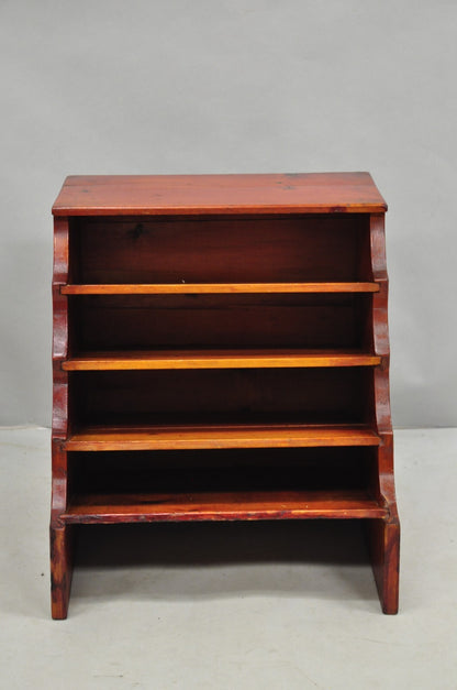 Antique French Country Primitive Pine Wood Farmhouse Magazine Rack Book Stand