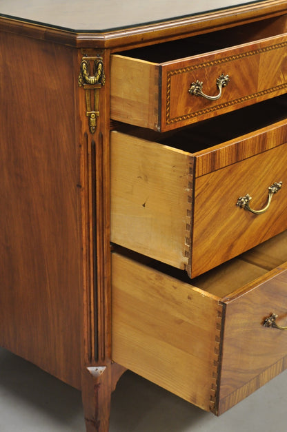 Antique French Louis XV Style Mahogany Satinwood Inlay 4 Drawer Dresser by Sligh