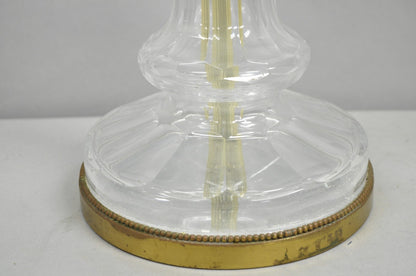 Antique Warren Kessler French Empire Crystal Glass Corinthian Column Table Lamp
