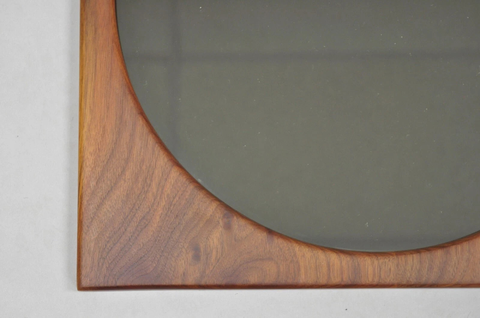 Mid Century Danish Modern Style Sculpted Solid Teak Wood Mirrors - 3 pc Set