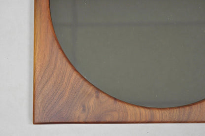 Mid Century Danish Modern Style Sculpted Solid Teak Wood Mirrors - 3 pc Set